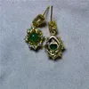 Boucles d'oreilles personnalité mode caractéristique bijoux calcédoine verte spécial argent creux carré boucle d'oreille pour les femmes de luxe Namour charme cadeau