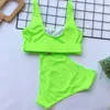 Bikini Einfarbig Damen Bademode Hohe Taille Elastische Weste Top Badeanzug Split Dreieck Unterwäsche Wassersportausrüstung Kleidung Strand Sexy Urlaub Bikini Set