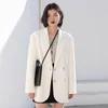 Women's Suits UNXX 2023 Fashion Women Blazer Office Lady Long Sleeve Double-breasted Mid-length Casual Coat Ladies Outerwear Stylish Y2k