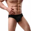 Underpants Men'S Glossy Underwear Briefs Sexy Low Waisted Nylon Breathable Comfort Panties Male