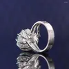 Cluster Rings 2023 Rich Woman Series Pure Silver Lotus Ring Female Noble Light Luxury Wind Senior Sense Cool Temperament