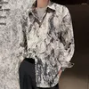 Men's Tracksuits 2023 Men Spring Summer 2 Piece Sets Tie-dyed Bow Shirt Loose Pants Ice Silk Long-sleeved Oversize Suits F28