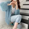 Frauen Strick Nerz Kaschmir Koreanische Mohair Pullover Sueters Übergroßen Pull Femme Y2k Kleidung Gestrickte Weiß V-ausschnitt Quasten Strickjacke Mantel