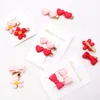 Cat Costumes Pet Dog Hair Clips Dogs Pink Flower Heart Clip Bow Cute Decoration Puppy Bows for Small Supplies Headwear 230825