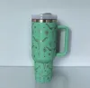 Gobelet d'impression de vache laser en acier inoxydable de 40 oz avec couvercle de poignée paille Highland vache bouteille d'eau de grande capacité tasse extérieure tasses de voyage isolées sous vide FY5800 0825