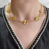smycken modedesigner klöver halsband guldhänge 10 fyra blad diamant lyx klassiska halsband för kvinnors män lång kedja smycken valentins gåva