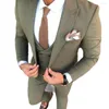 Men's Suits Olive Green Blazer Pants Sets Slim Fit Male Single Breasted Wedding Dresses 2023 In Clothing And Blazer3Pc
