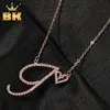 Naszyjniki wiszące Bling King Mini Heart na kursywna litera A-Z nazwa wisiewana lodowa CZ wisieant Charm Choker Naszyjnik Hiphop Biżuteria na prezent 230824