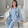 Pigiama da donna pigiama trapuntato ad aria sottile da donna pigiama completo a maniche lunghe da donna con cardigan con cerniera Loungewear5XL