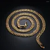 Chains HOYON 18K Gold Color Hip Hop Cuban Chain Necklace For Men Wedding Jewelry Vacuum Large 56cm Length Rap