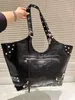 Fashion Designer Tote Bag Women Underarm Bag Rivet Design Cowhide High Quality Handbag Cool Girl Tote Bags Shopping Bags