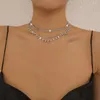 Kettingen Eenvoudige Dubbellaags Strass Lange Kwast Glanzende Kristallen Ketting Voor Vrouwen Mode Water Party Bruiloft Optocht Sieraden Gift