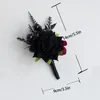 Flores decorativas 1 pacote de 2 rosa preta flor artificial corsage feminino pulso casamento dia das bruxas a festa morta