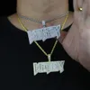 Pendentif colliers Glacé Bling lettres argent pendentif collier or argent couleur Rectangle CZ breloque en Zircon hommes femmes Hip Hop bijoux 230824