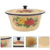 Bowls Enamel Basin Bowl Containers Lids Products Household Soup Tureen Pot Retro Style Stainless Steel