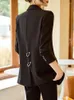 レディースツーピースパンツyitimuceng女性ファッションオフィスパンツスーツ2023長袖シングル胸ブレザージャケットハイウィアスト2セット