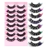 Thick Natural Fluffy Colored Fake Eyelashes Extensions Wispy Soft Handmade Reusable Multilayer 3D Mink False Lashes with Color Full Strip Eyelash