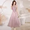 Ethnic Clothing Elegant Mesh Lace Flower Cheongsams Wedding Party Dress Women Pink Banquet Gown Sexy Vestidos De Festa Luxury Tassel Prom