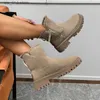 Laarzen Kniehoge Snowboots Dames 2023 Nieuw Fluwelen Warme Dikke Katoenen Schoenen Modeontwerper Antislip Gladiator Pluche Platte Schoenen Zwart T230824