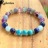 MG1003 Echte Blauwe Apatiet Chakra Armband Regenboog Fluoriet Mala Armband Natuurlijke Aqua Marine Lapis Lazuli Energie Armband247d