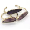 Bangle 100-Unique 1 Pcs Exclusive Design Light Yellow Gold Color Irregular Shape Purple Agates Charm Jewelry