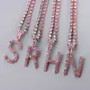 Hänghalsband bling is ut strass tenniskedjan brevhalsband för kvinnor lyxiga rosa kristall initial choker smycken 230613