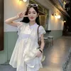 Women's Tracksuits Thin White Sets Women Gentle Summer French Style Casual Loose Shirt Flying-sleeve Aesthetic Girls Soft Shorts Delicate