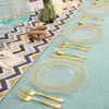 Vaisselle jetable 20 pièces assiettes en plastique dorées transparentes 75 pouces et 1025 pouces avec assiette à dîner à bord doré fournitures de fête d'anniversaire de mariage 230825