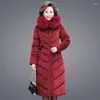 Women's Trench Coats 2023 Winter Down Cotton Jacket With Plush And Thickened Noble Golden Velvet Long Knee Length Foreign Style P50