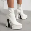 Plattform för 2024 Sexiga ankelkvinnor pekade tå Autumn Winter Punk Style Booties Shoes Ladies High Heels Kort stövlar T230824 851
