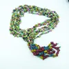 Halsband 3 Stränge aus natürlichen Perlen/Halbedelsteinen. All-Match-einfacher Damenpullover mit langem Rockschmuck. 130cm