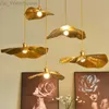 New Lotus Pendant Lights Nordic Copper Ceiling Hanging Lamps for Living Room Dining Room Decor Restaurant Loft Led Hanglamp HKD230825