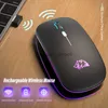 ZIYOULANG Rechargeable Bluetooth Mouse 2.4G Dual Mode Seven Colors Breathing Light Mute Button Suitable for PC IPad Laptop HKD230825