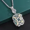 Pendant Necklaces EYIKA Brazil Vintage Purple Fusion Stone Created Emerald Big CZ Tennis Chain Necklace For Women Party Fine Jewelry Gift
