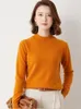 Kvinnors tröjor Solid Mock Neck 100%Wool Cashmere Sweater Kvinna Autumn Winter Loose Tröja Plus-Size Sticked Wool Bottoming Shirt Casual 230825