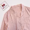 Kobietowa odzież sutowa QWeek Silk piżama lamparta garnitur jesienny kobieta 2 sztuki odzież nocna Pijama prezent żeńska piżama różowa odzież leżna