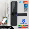 Serratura elettronica intelligente Tuya Wifi con impronta digitale biometrica / smart card / password / sblocco chiave / carica di emergenza USB HKD230825