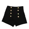 Shorts pour femmes 2023 Automne Taille haute Bouton d'or Décoration Tendance Petites femmes All Match