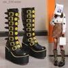 Boots Plus Size 43 Black Gothic Vampire Halloween Cosplay Punk Buckle Street Platform Wedge High Heel Boots Women Shoes 2023 T230824
