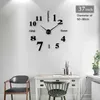 Quartz décoration de la maison grande horloge murale design moderne 3D bricolage grandes horloges murales décoratives miroir autocollant montre mur cadeau unique HKD230825 HKD230825