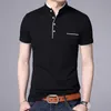 Summer Polo Shirt Men Mashing Mandarin Okoł Slim Fit Solid Kolor T-shirt Bawełny oddychający szybki koszulka Top Male HKD230825