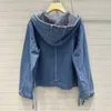 Kvinnorjackor Womens denimjacka Summer Korean Fashion Cotton Hoodie Retro Washed Women's Coat Big Name Long Sleeved Top Y2K Trafza 230824