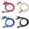 1,2 m 3 in 1 nylon gevlochten USB-snellaadkabels Multi-poort Micro Type C mobiele telefoon oplaadsnoer draad