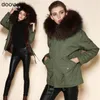 Futra kobiet sztuczne podszewka bluzy damskie płaszcze zimowe ciepły długi płaszcz kurtka armia zielone parki termiczne