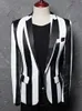 Erkek Suit Blazers Moda Baskılı Blazers Erkekler Koreli Günlük Takım Erkek İngiltere Ceket Studio Host Saç Stilist Sahnesi Zebra Stripe Ceket Erkekler 230824