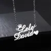 Pendant Necklaces Personalized Stainless Steel Custom Double Name Crown Love Necklace For Women Gold Choker Gift 230825