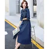 Casual Kleider Mode Frauen Kleid 2023 Herbst Koreanische Lange Denim Temperament Taille Dünne Elastische Elegante Jeans Weibliche Vestidos