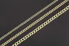 FOSIR Men's Chain Necklace Diamond Cut Gold Plated Stainless Steel Flat Cuban Chain Men's and Women's 5/7/9mm 18-30 inches