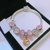 Klasyczna moda 925 srebrna bransoletka w pełni ręcznie robiona inLay Classic Fashion Pandora Style urok biżuterii DIY Bransoletka Valentine
