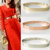 Waist Chain Belts Fashion Luxury Brand Women Adjustable Metal Belt Bling Gold Silver Color Plate Vintage Lady Simple Mirror Waistband 230825